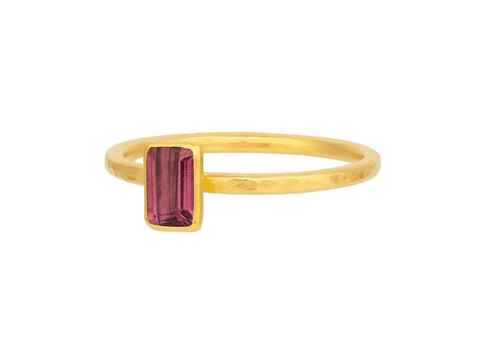 Rings GG GOLD OOAK GURHAN Prism Gold Tourmaline Stacking Ring 6x4mm Rectangle Stone
