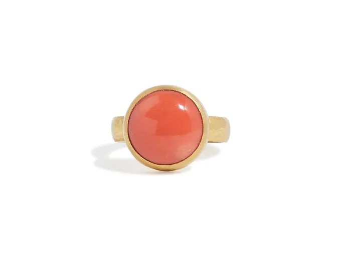 Rings GG GOLD OOAK GURHAN Rune Gold Coral Cocktail Ring 14mm Round