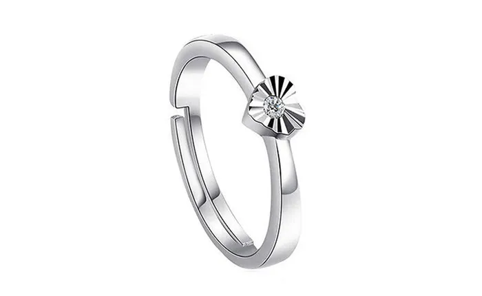 Rings Sparkling Selection Silver Plated Forever Love Cubic Zirconia Heart Adjustable Couple Ring Rings Sparkling Selection Silver Plated Forever Love Cubic Zirconia Heart Adjustable Couple Ring
