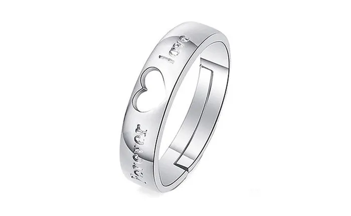 Rings Sparkling Selection Silver Plated Forever Love Cubic Zirconia Heart Adjustable Couple Ring Rings Sparkling Selection Silver Plated Forever Love Cubic Zirconia Heart Adjustable Couple Ring