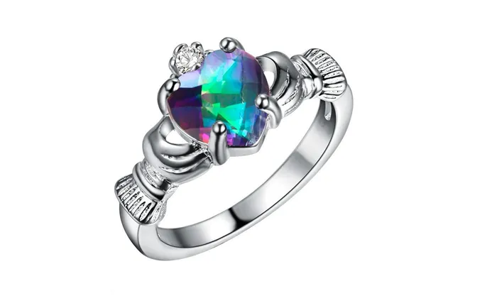 Rings sparklingselections Silver Plated Colorful Crystal Heart Shape Ring 678 Rings sparklingselections Silver Plated Colorful Crystal Heart Shape Ring 678