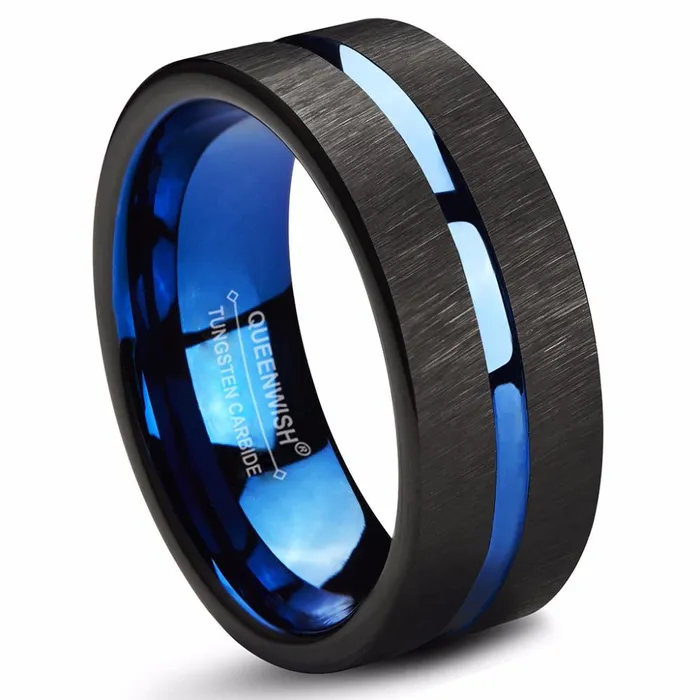 Rings Unisex Blue Center Couples Engagement Ring sparklingselections
