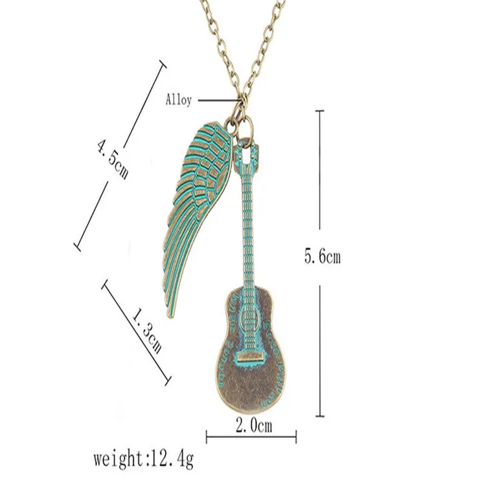 Romantic Green Angel Wing Guitar Unisex Pendant Necklace sparklingselections Necklaces Romantic Green Angel Wing Guitar Unisex Pendant Necklace sparklingselections Necklaces