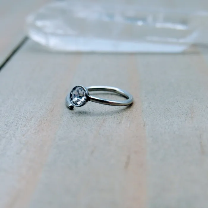 Siren Body Jewelry Rings 20g Nose piercing hoop silver 3mm cz bezel set gemstone helix cartilage seam ring 516