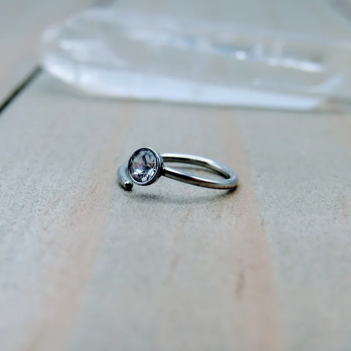 Siren Body Jewelry Rings 20g Nose piercing hoop silver 3mm cz bezel set gemstone helix cartilage seam ring 516
