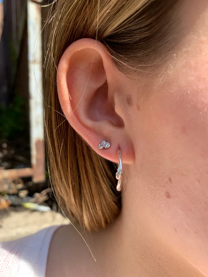 Snake Hoop Earrings with Black Diamond eyes in 14k or sterling silver Emily Amey Jewelry Earrings