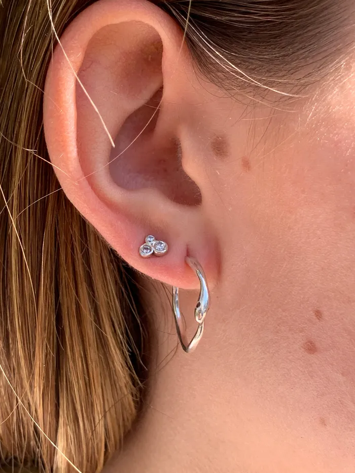 Snake Hoop Earrings with Black Diamond eyes in 14k or sterling silver Emily Amey Jewelry Earrings
