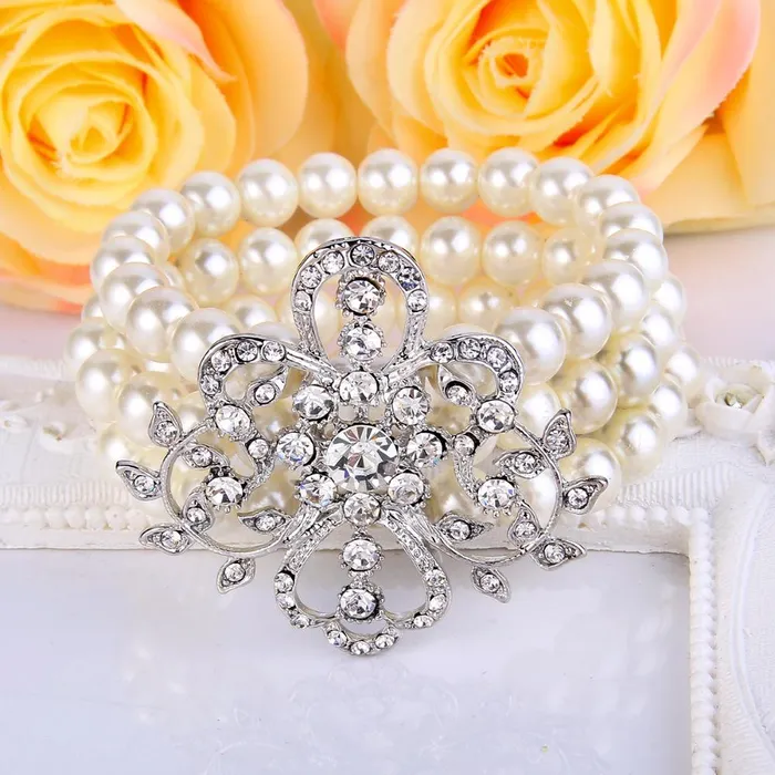 sparklingselections Bracelets Victorian Style Flower Bridal Bracelet sparklingselections Bracelets Victorian Style Flower Bridal Bracelet