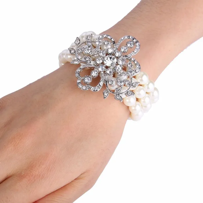 sparklingselections Bracelets Victorian Style Flower Bridal Bracelet sparklingselections Bracelets Victorian Style Flower Bridal Bracelet