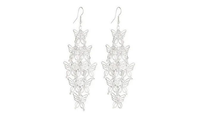 sparklingselections Earrings Punk Rock Multi layer Hollow Butterfly Cocktail Hook Earrings sparklingselections Earrings Punk Rock Multi layer Hollow Butterfly Cocktail Hook Earrings