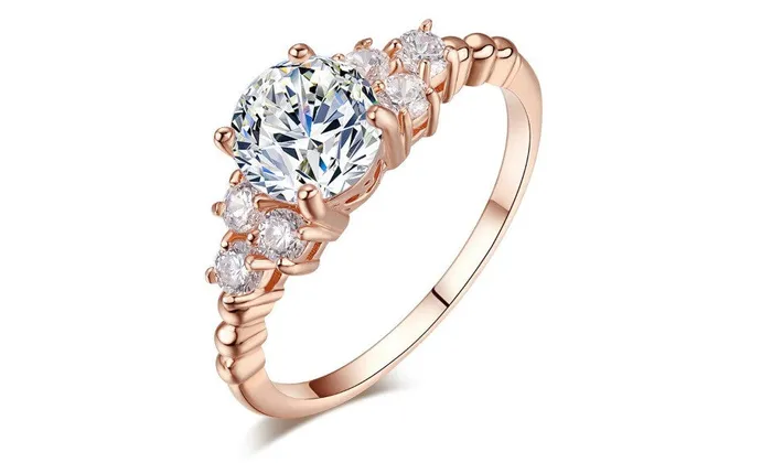 sparklingselections Luxury Rose Gold Color Cubic Zirconia Crystal Ring 678 Rings sparklingselections Luxury Rose Gold Color Cubic Zirconia Crystal Ring 678 Rings