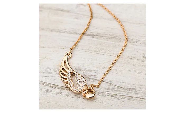 sparklingselections Necklaces Angel Wings Love Heart Pendant Chain Necklace for Women sparklingselections Necklaces Angel Wings Love Heart Pendant Chain Necklace for Women