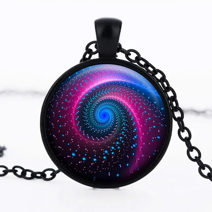sparklingselections Necklaces Galaxy Space Glass Cabochon Pendant Necklace