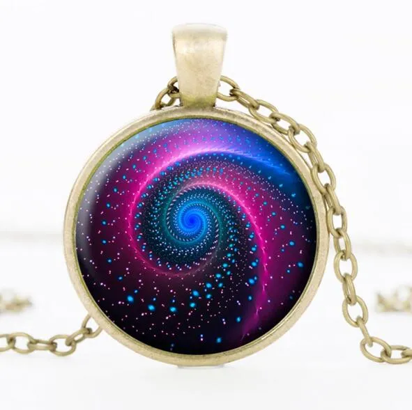 sparklingselections Necklaces Galaxy Space Glass Cabochon Pendant Necklace