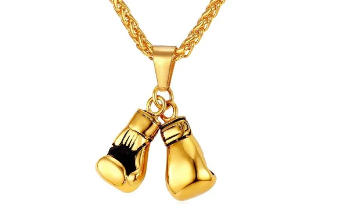 sparklingselections Necklaces High Quality Stainless Steel Chain Pair Boxing Glove Pendant Necklace For Men Women Gym Hip Hop Racing Necklace Jewelry