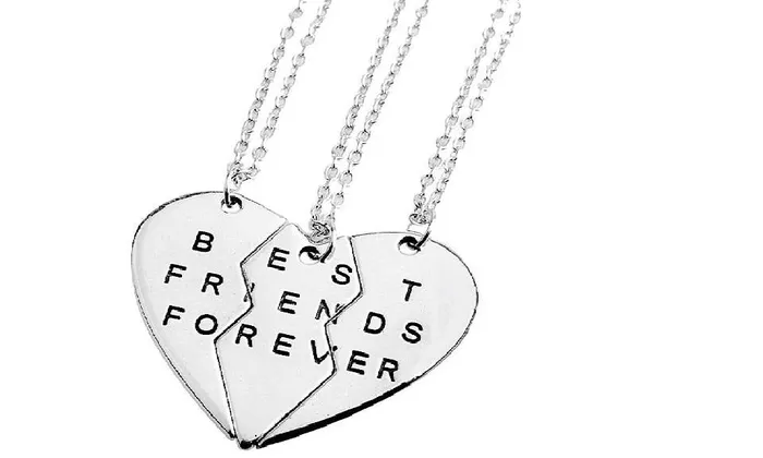 sparklingselections Necklaces Silver Broken Heart 3 Parts Best Friends Forever Pendant Necklace sparklingselections Necklaces Silver Broken Heart 3 Parts Best Friends Forever Pendant Necklace