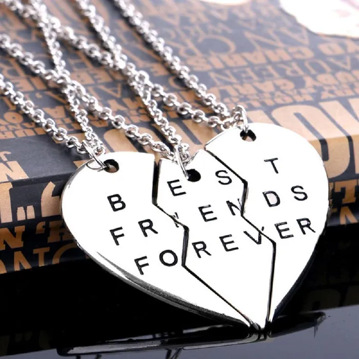 sparklingselections Necklaces Silver Broken Heart 3 Parts Best Friends Forever Pendant Necklace sparklingselections Necklaces Silver Broken Heart 3 Parts Best Friends Forever Pendant Necklace