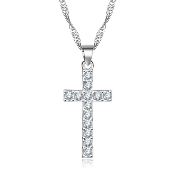 sparklingselections Necklaces Silver Color Cross Necklaces Pendants Collares for Women sparklingselections Necklaces Silver Color Cross Necklaces Pendants Collares for Women