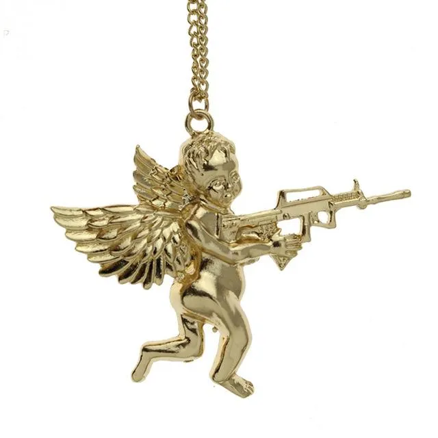 sparklingselections Necklaces Women Gold Silver Angel Baby carry Gun Stuff Pendant Long Necklace sparklingselections Necklaces Women Gold Silver Angel Baby carry Gun Stuff Pendant Long Necklace