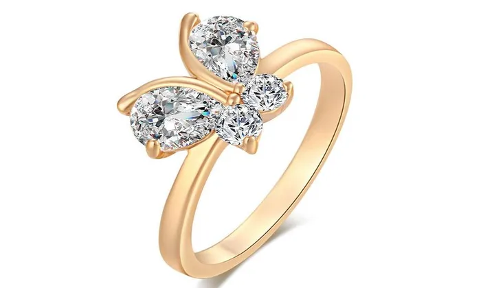 sparklingselections Rings Butterfly Shape Zircon Crystal Ring