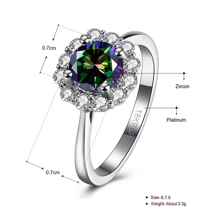sparklingselections Rings Vintage Rainbow White Cubic Zircon Ring for Women sparklingselections Rings Vintage Rainbow White Cubic Zircon Ring for Women