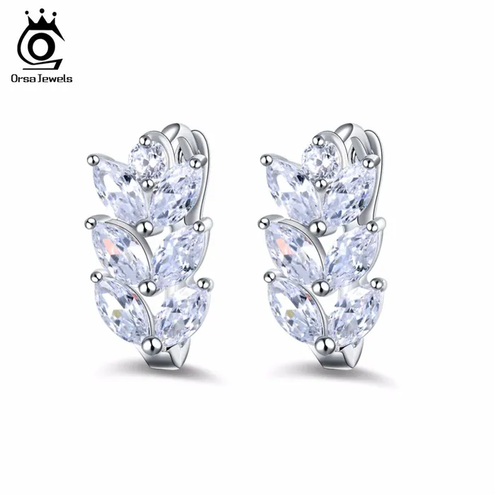 sparklingselections Silver Color Leaf Style Earrings Earrings