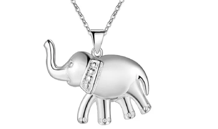 sparklingselections Silver Plated Fashion Elephant Style Pendant Necklace Necklaces sparklingselections Silver Plated Fashion Elephant Style Pendant Necklace Necklaces