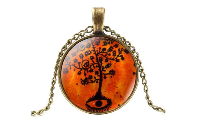 sparklingselections Vintage Life Tree Art Glass Cabochon Pendant Necklace Necklaces sparklingselections Vintage Life Tree Art Glass Cabochon Pendant Necklace Necklaces