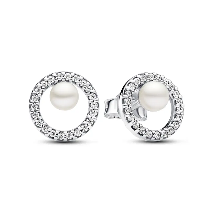 Treated Freshwater Cultured Pearl Pav Halo Stud Earrings Pandora Earrings
