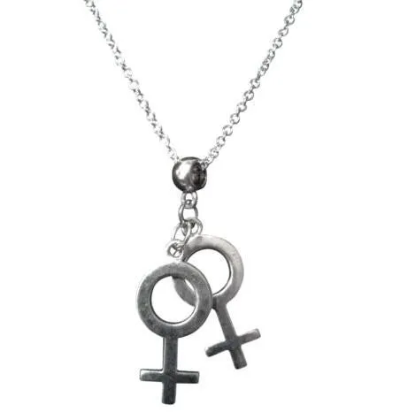 Vintage Silver Double Venus Symbol Charm Pendant Necklace for Women sparklingselections Necklaces Vintage Silver Double Venus Symbol Charm Pendant Necklace for Women sparklingselections Necklaces