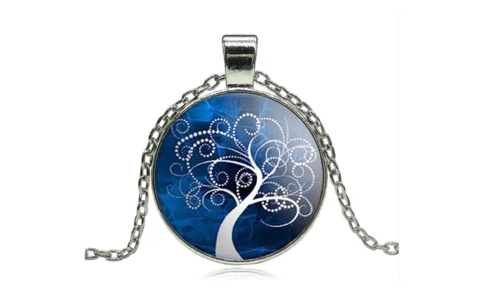 Vintage Tree Cabochon Pendant Statement Chain Necklace for Women sparklingselections Necklaces