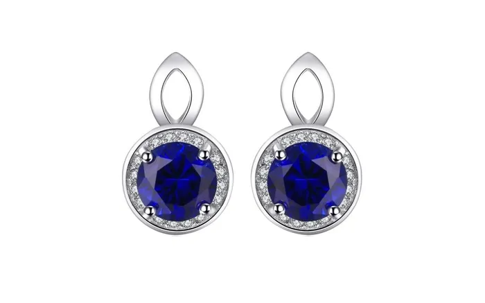 Women Blue Sapphire Halo Charm Earrings sparklingselections Earrings