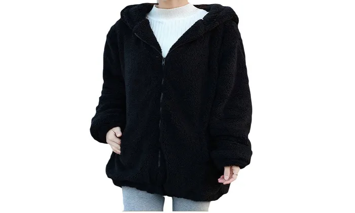 Women Soft Lovely Bear Ear Fleece Warm Sweatshirts sparklingselections Earrings Women Soft Lovely Bear Ear Fleece Warm Sweatshirts sparklingselections Earrings