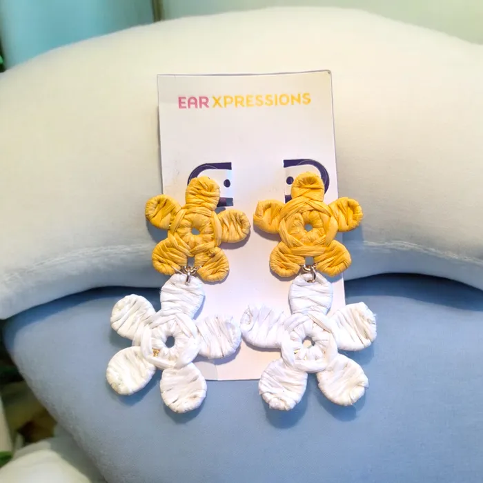 Yellow Raffia Earrings Ear Xpressions Earrings